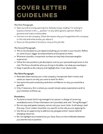 Cover Letter Guidelines