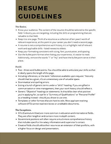 Resume Guidelines