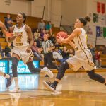 Junior Katrina Roenfeldt steps into a layup to score against Central Oklahoma