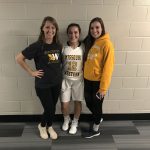 Bailey Ketcham, Paige Phipps and Maddy Cowell posing after the Senior night game. Western lost against Pittsburg State 56-79.